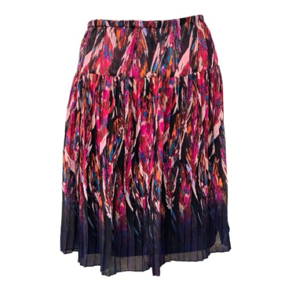 Lane Bryant Multicolor Knee Length Pleated Skirt Elastic Waist Size 14/16
